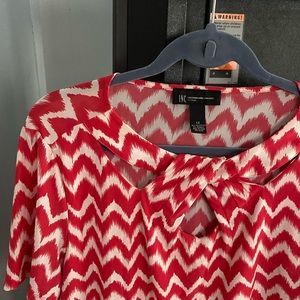 Inc knotted neck blouse white and orange size 1x